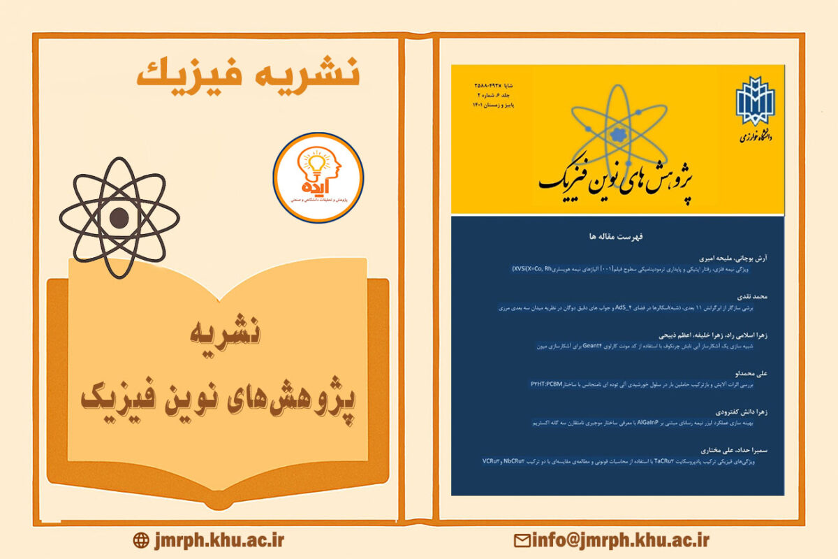 پذیرش و چاپ مقاله فیزیک در مجله پژوهشهای نوین فیزیک دانشگاه خوارزمی با داوری تخصصی و نمایهسازی معتبر داخلی